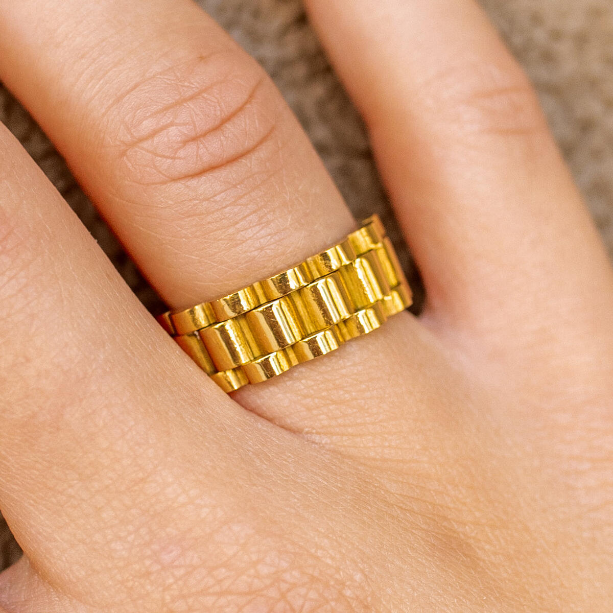 Gold Lineage Ring by ALCO, stylish jewelry accessory featuring a sleek, polished design for elegant wear.