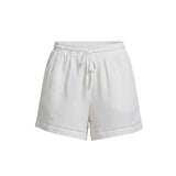 Off-white Allie Rose eyelet drawstring linen shorts, casual bottoms with breathable fabric and adjustable waist.