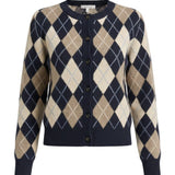 Argyle Button Up Sweater Navy