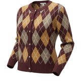 Argyle Button Up Sweater Wine