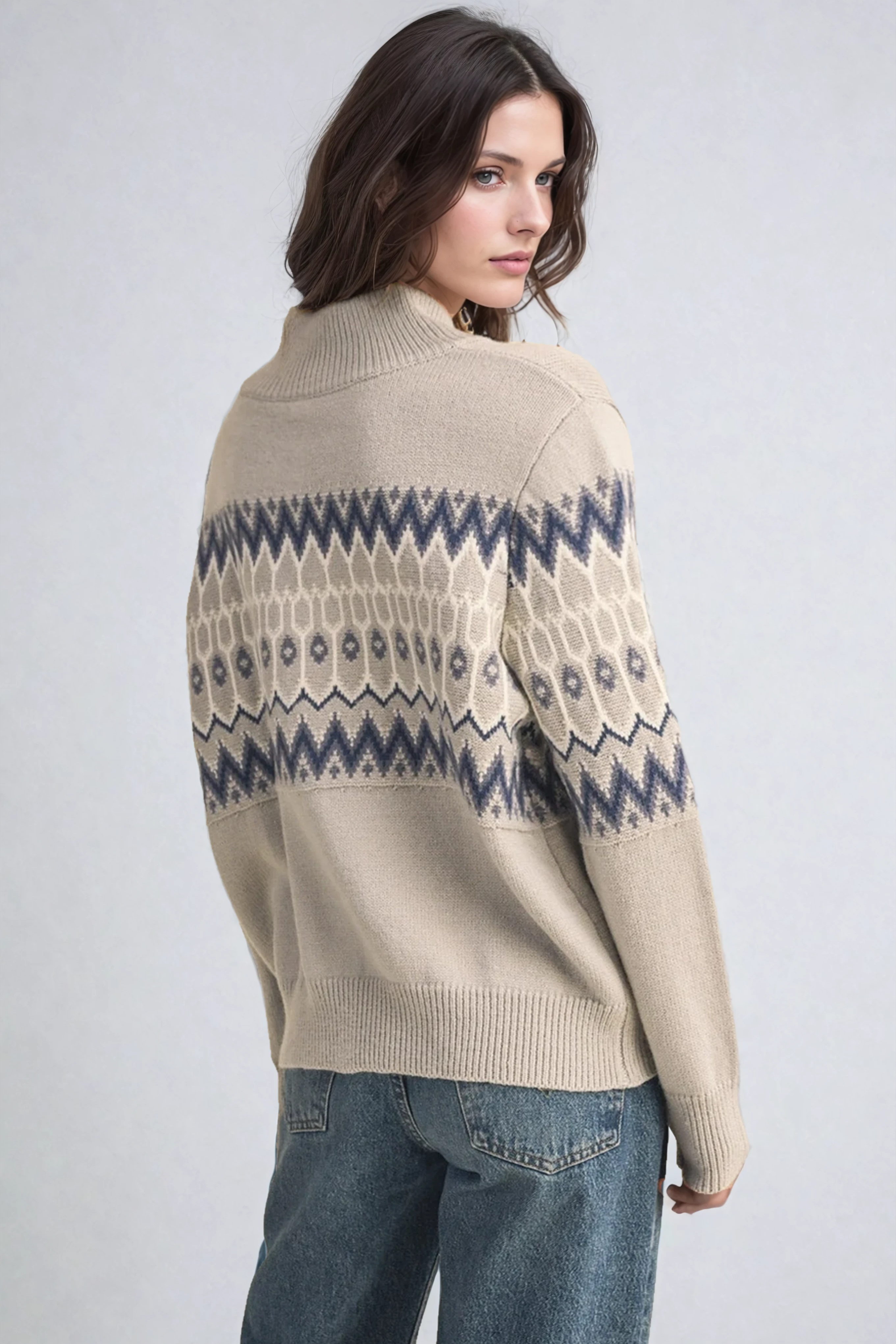 Fair Isle Zip Up Cardigan