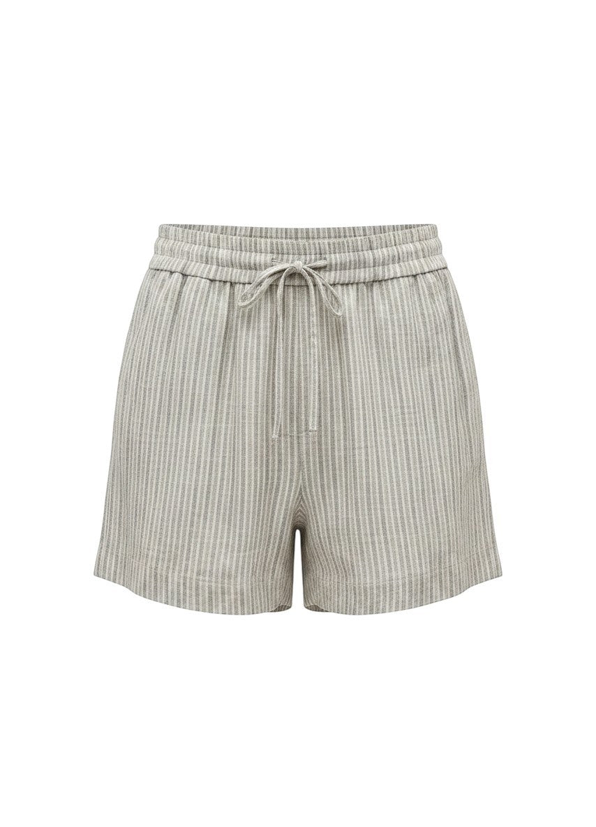 Be Cool textured linen shorts in slate with stripe pattern, featuring a drawstring waist and casual fit.