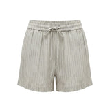 Be Cool textured linen shorts in slate with stripe pattern, featuring a drawstring waist and casual fit.