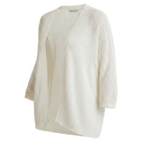White Be Cool knit dolman open cardigan, lightweight cotton top with a relaxed fit and open front design.