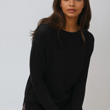 Round Neck Boyfriend Sweater Black