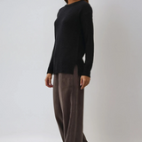 Round Neck Boyfriend Sweater Black