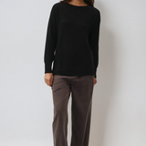 Round Neck Boyfriend Sweater Black