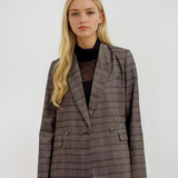 Plaid Collared Blazer Charcoal