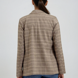 Plaid Collared Blazer Khaki