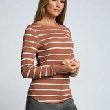 Stacy Top Brown White Stripe