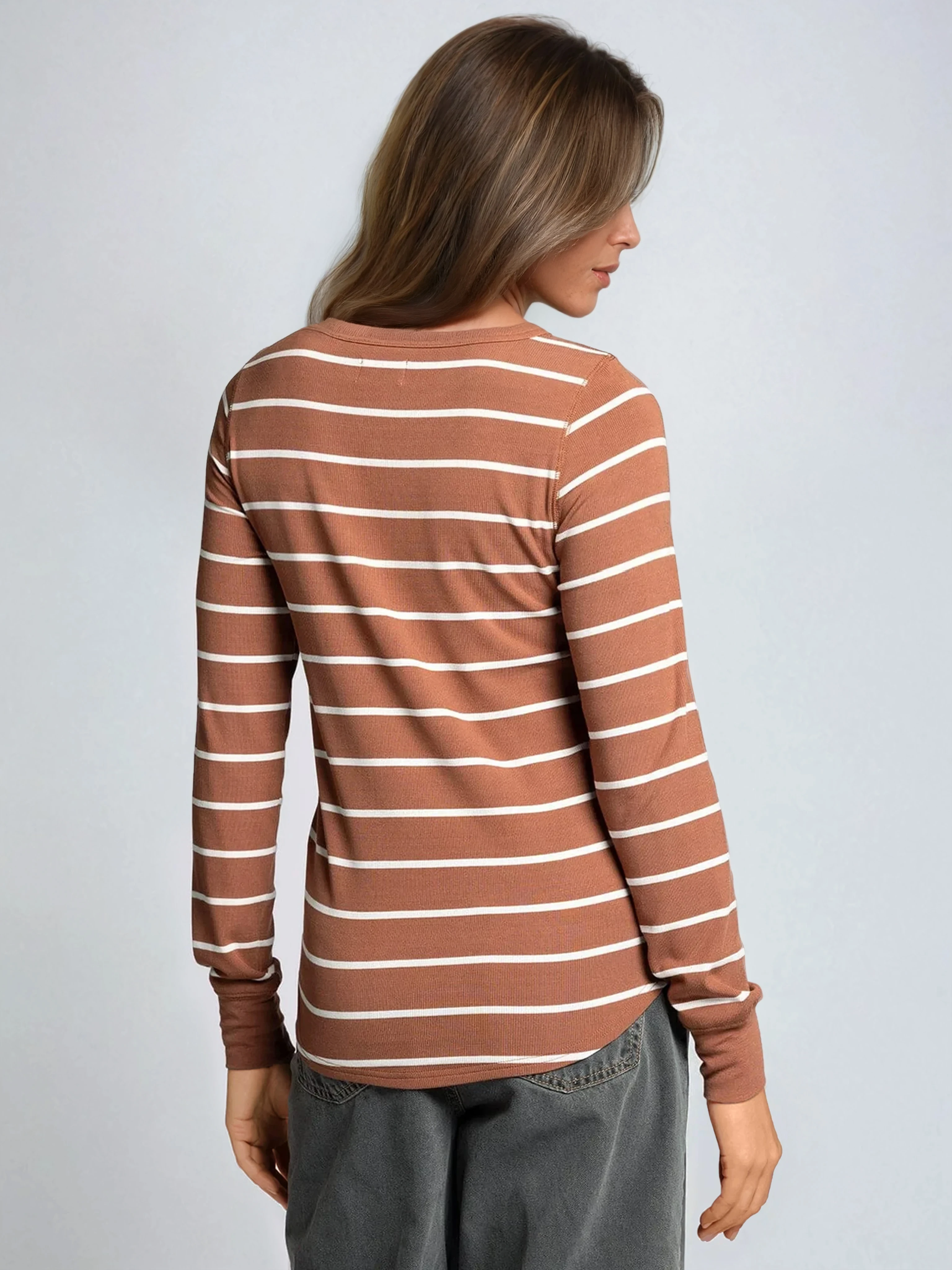 Stacy Top Brown White Stripe