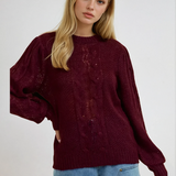 Cable Pointelle Sweater Top