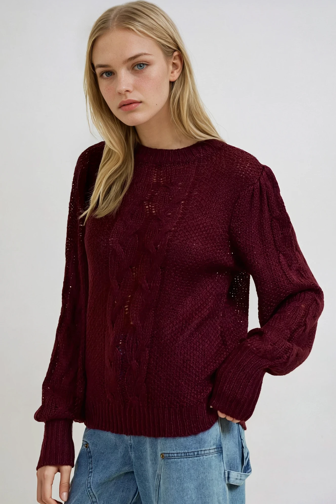 Cable Pointelle Sweater Top