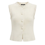 Cream Be Cool button-up sweater vest, knit top with a classic collar and button details, shown on a neutral background.
