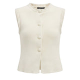Cream Be Cool button-up sweater vest, knit top with a classic collar and button details, shown on a neutral background.