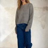 Button Down Crew Neck Cardigan