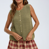 Button Front Sweater Tank