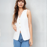 Blazer Button Up Vest White