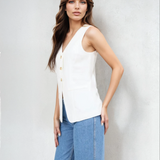 Blazer Button Up Vest White