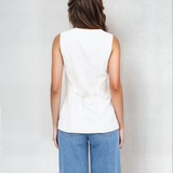 Blazer Button Up Vest White