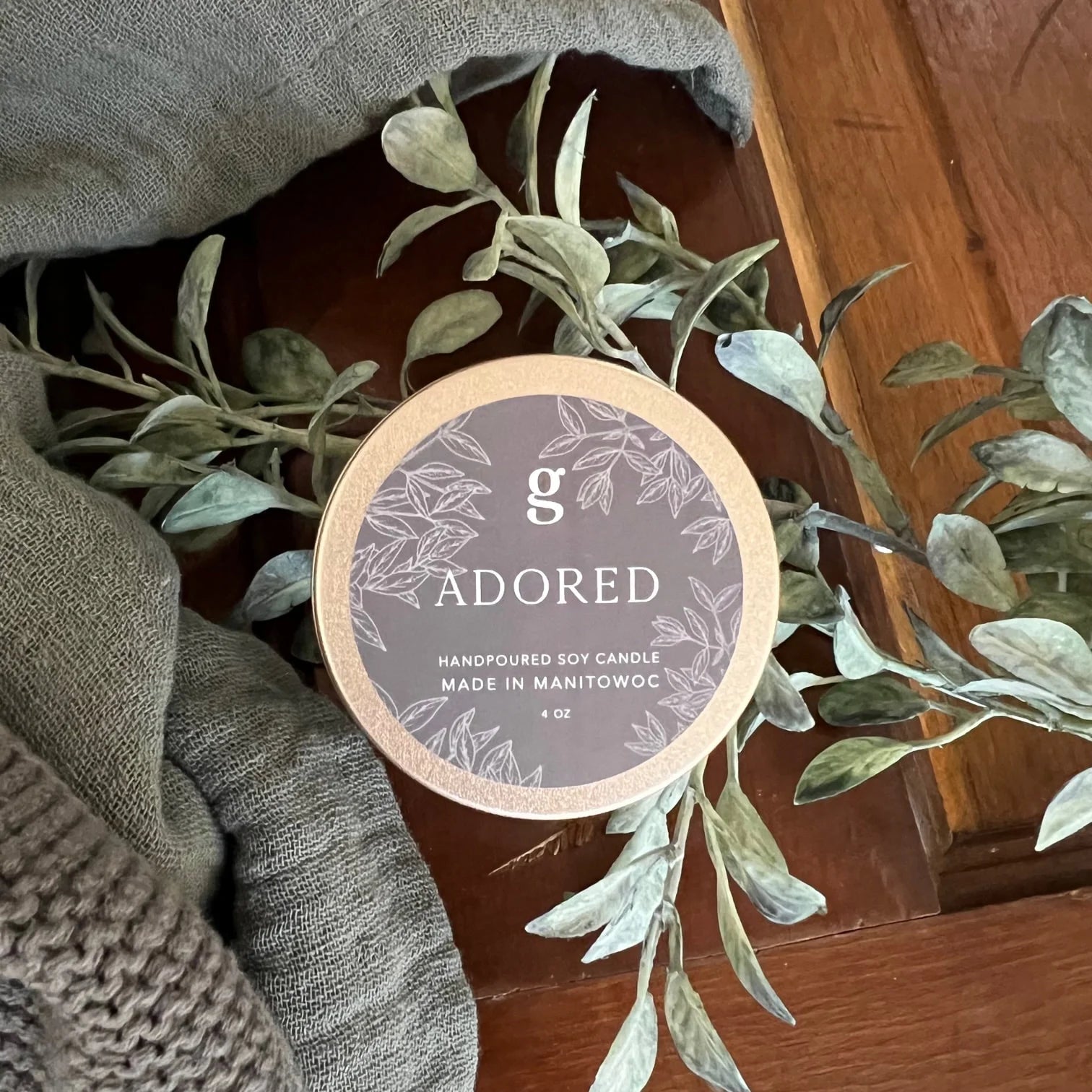 Graced Adored mini scented candle in a simple glass holder, perfect for home fragrance and ambiance.