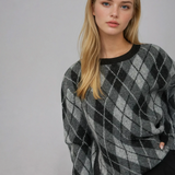 Argyle Pattern Crew Neck Sweater