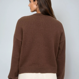 Checkered Button Detail Cardigan Brown