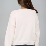 Checkered Button Detail Cardigan Oatmeal