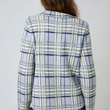 Check Patterned Sweater Jacket Cloudy Blue