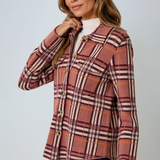 Check Patterned Sweater Jacket Berry