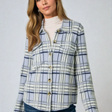 Check Patterned Sweater Jacket Cloudy Blue