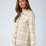 Check Patterned Sweater Jacket Oatmeal