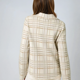 Check Patterned Sweater Jacket Oatmeal