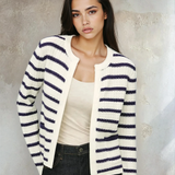 Chunky Knit Striped Open Cardigan