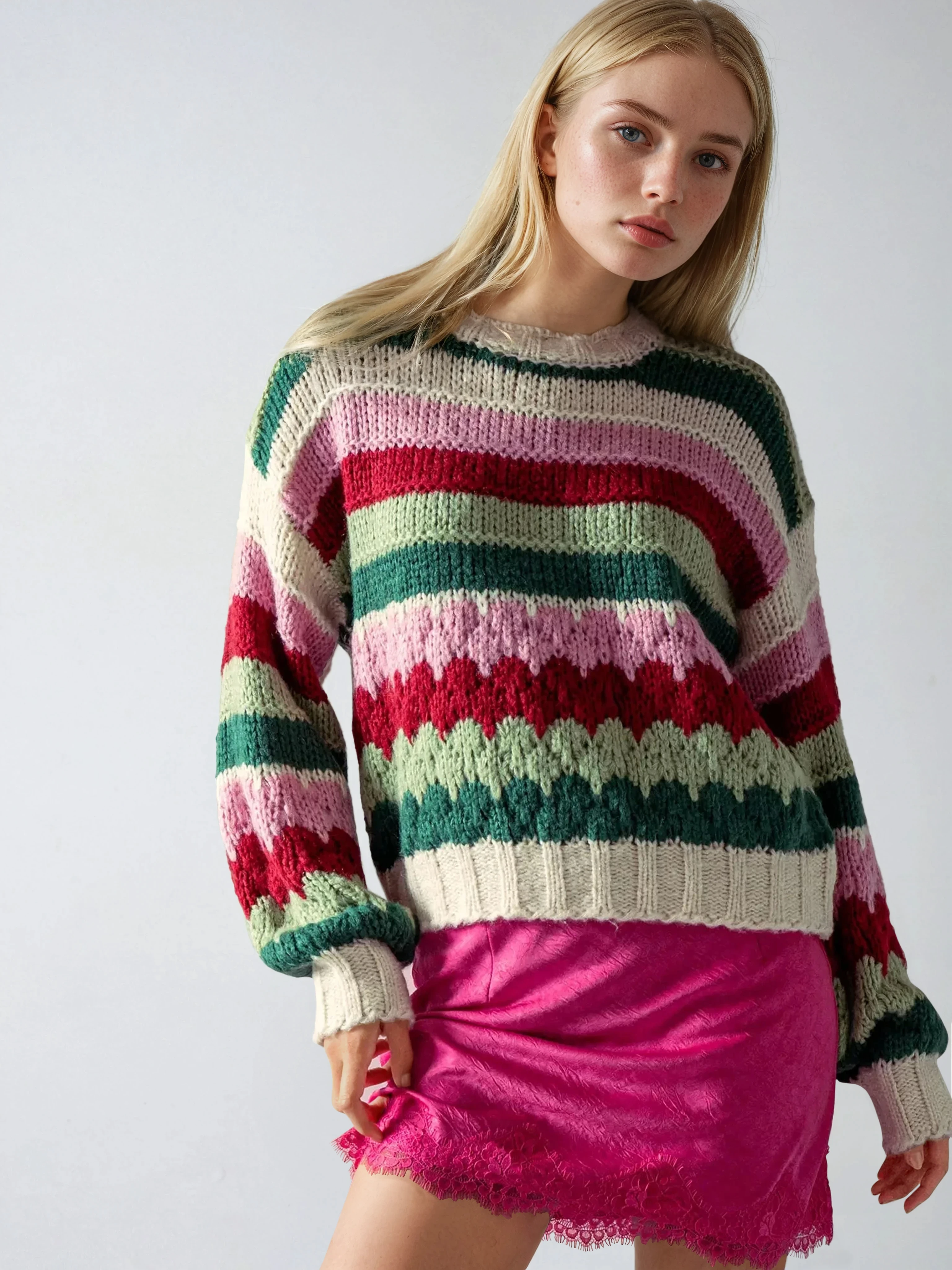 Chunky Stripe Sweater Hunter Green