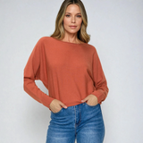 Dolman Sleeve Boat Neck Sweater
