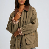 Corduroy Collar Contrast Jacket