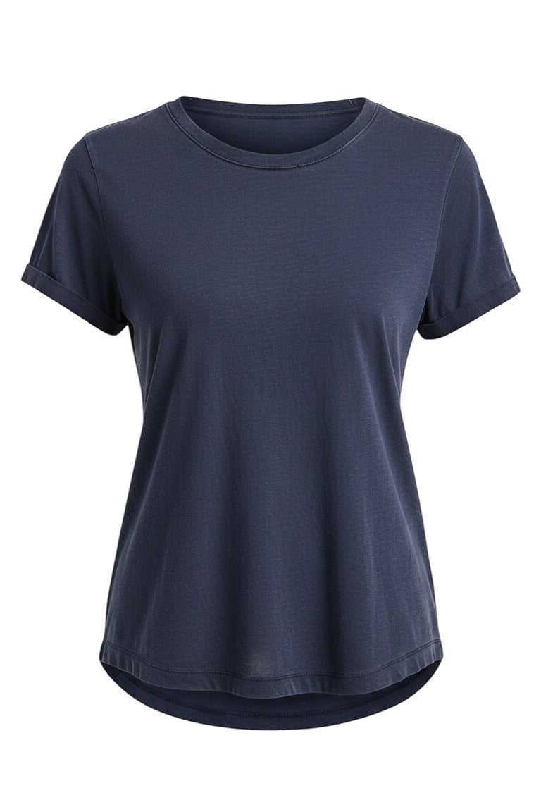 Navy Be Cool Cotton Slub Tee, a casual men's top made from soft textured cotton fabric, shown on a plain background.