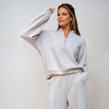 Modal Scuba Half Zip Mocha Cream