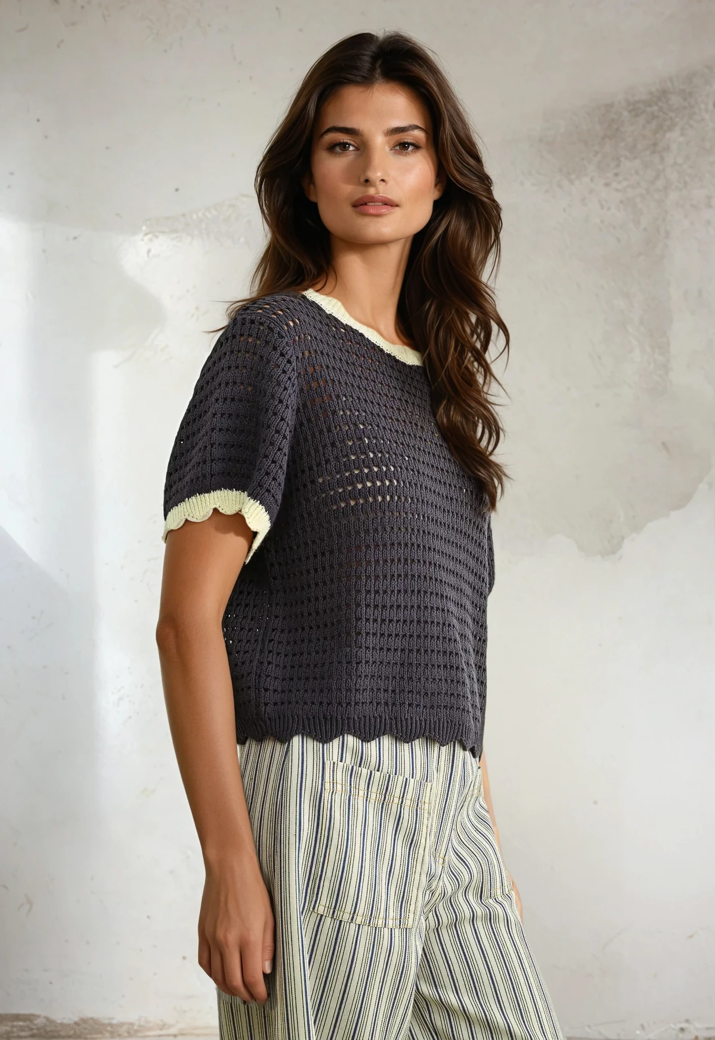Contrast Collar Top