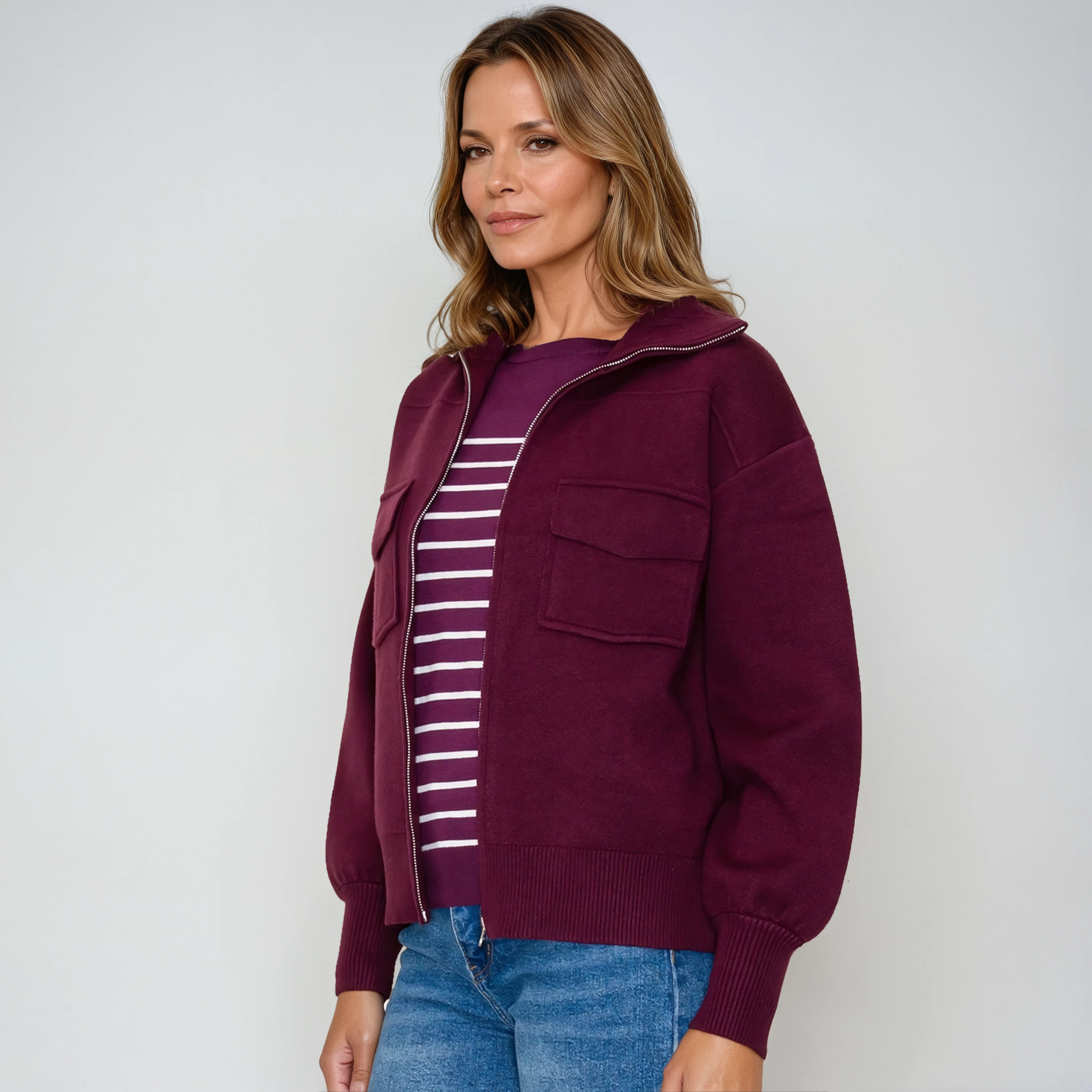Mock Neck Sweater Jacket