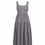 Floral print square neck midi dress from Doe and Rae featuring a flowing rayon and nylon fabric.
