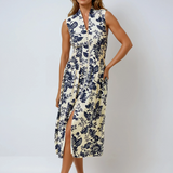 V-Neck Smocked Waist Midi Dress