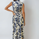 V-Neck Smocked Waist Midi Dress