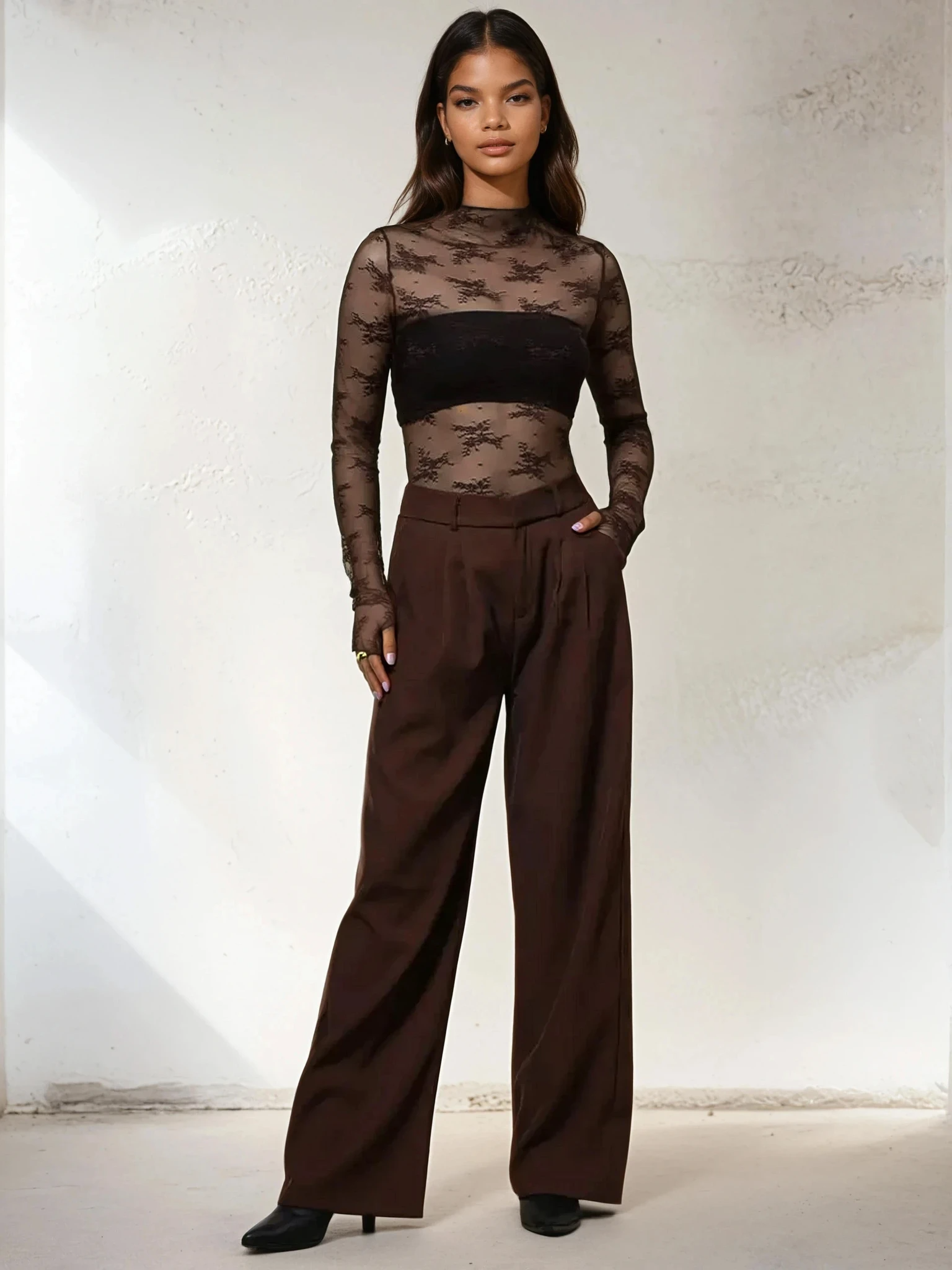 High Waist Straight Leg Pants