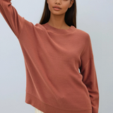 Drop Shoulder Sweater Top Brick