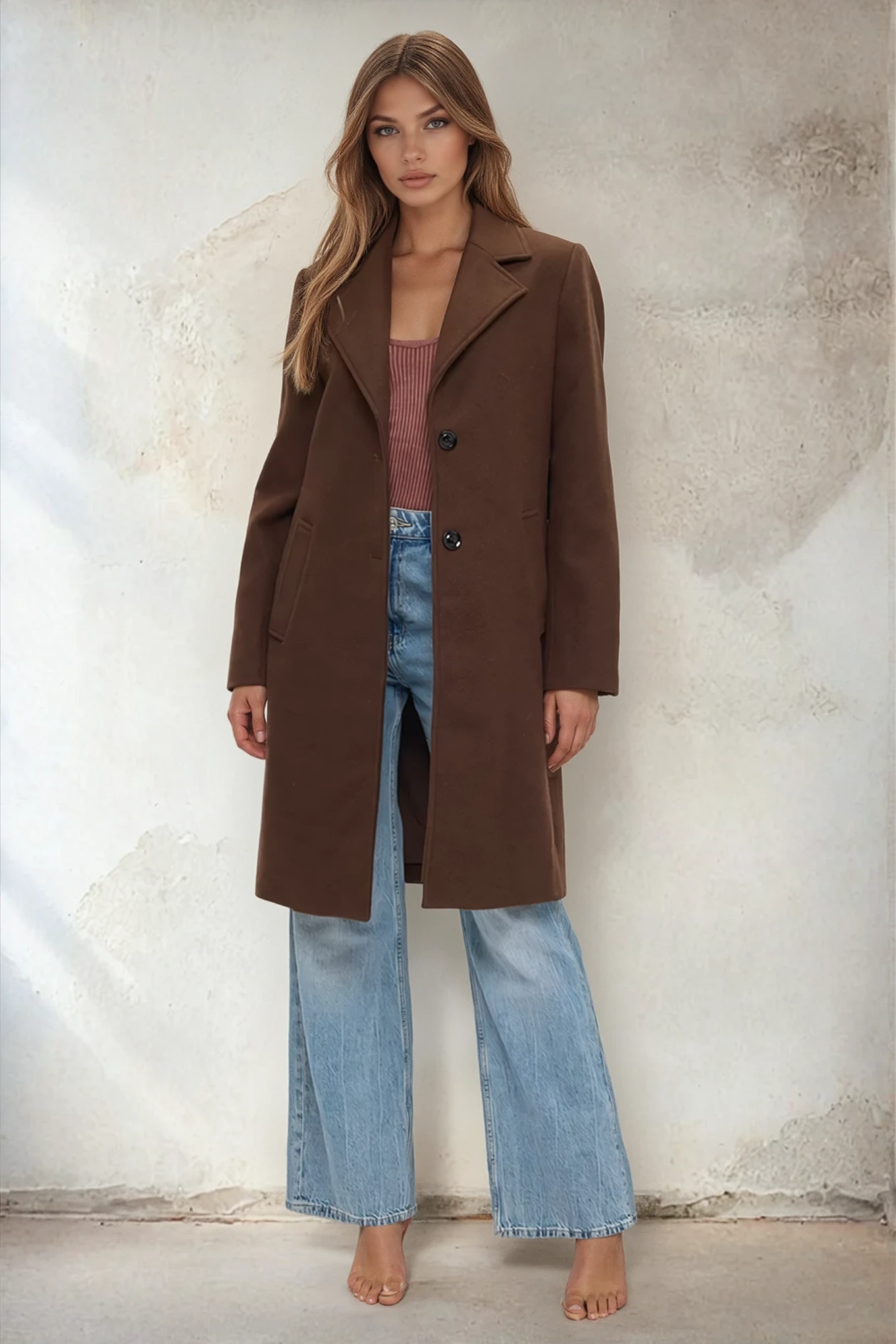 Prestige Wool Statement Coat Chocolate