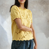 Embroidered Short Sleeve Blouse