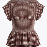 Smocked Peplum Short Sleeve Top