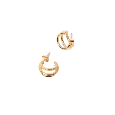 Silver double ring post earrings from Fashion City, showcasing sleek jewelry design with polished finish and secure posts.